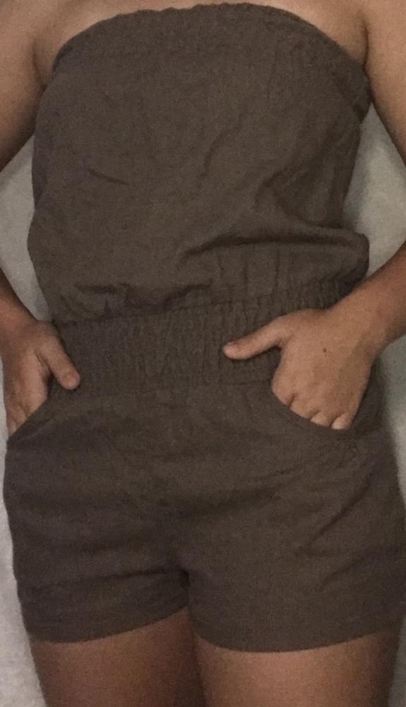 brown strapless romper size medium